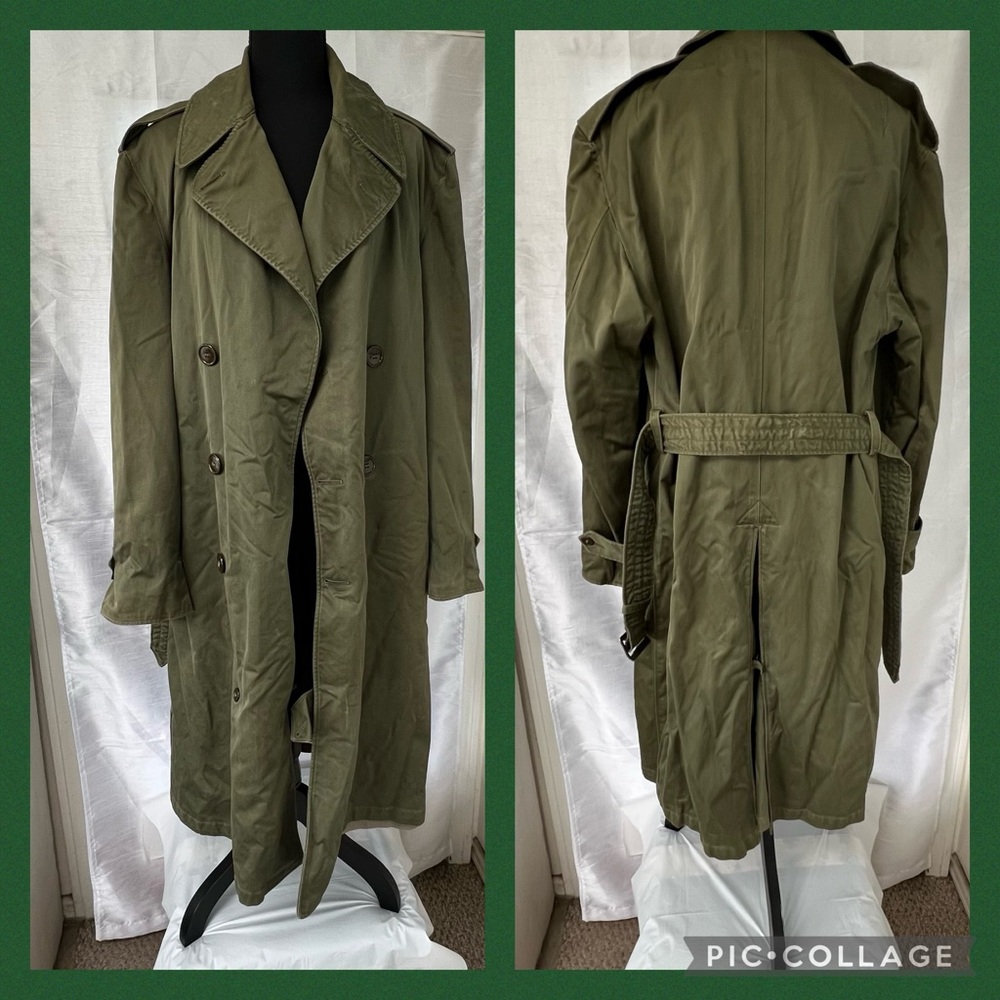 VINTAGE Military Issue 1950s Trench Coat MOD SKA PUNK ROCK Mens Med Womens Large